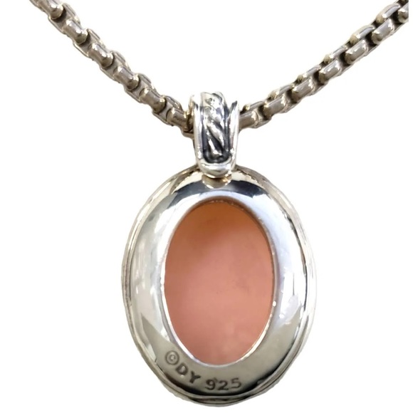 David Yurman Rose Quartz Albion Diamond Pendant Necklace with chain - Picture 2 of 7